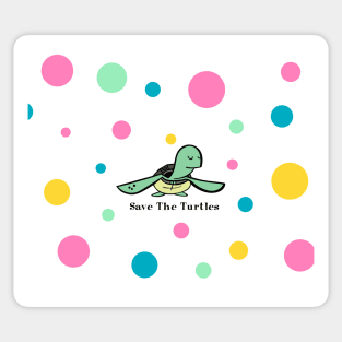 Save The Turtles Polka Dots Pastel Cute Sea Life Turtle Animal Sticker